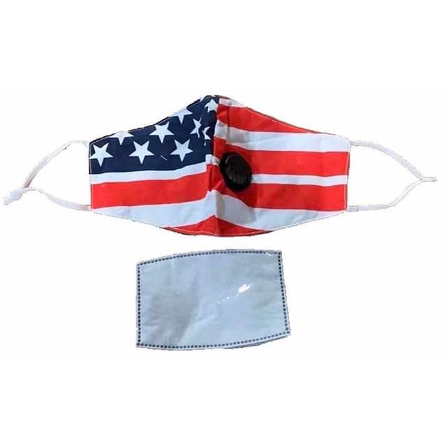 USA Flag Cloth Face Masks With Filter And Valve image