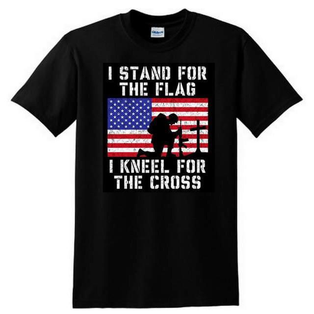 "I Stand For The Flag - I Kneel For The Cross" Patriotic T-Shirts - Black XXL image