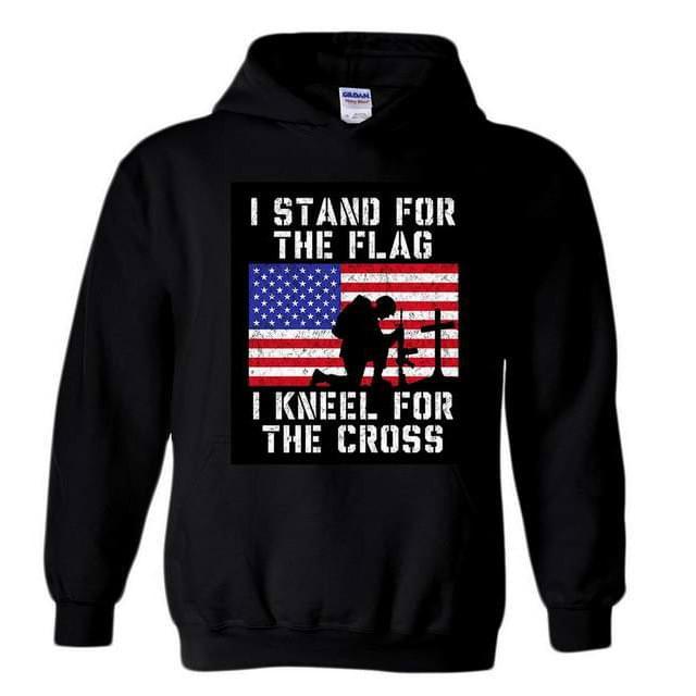 "I Stand For The Flag - I Kneel For The Cross" Hoodies - Black XXXL image
