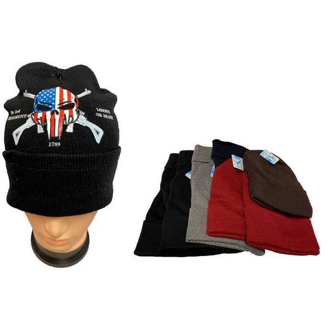USA Flag Punisher Skull 2nd Amendment Winter Beanies - Assorted image