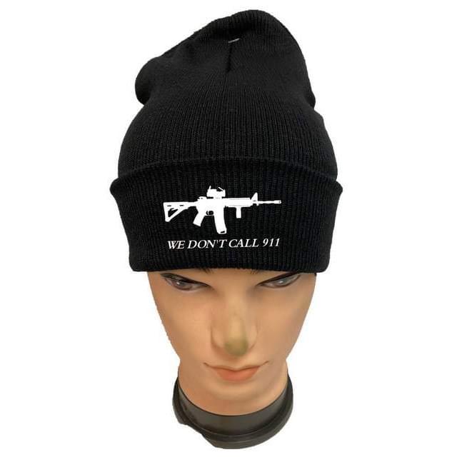 "We Don't Call 911" Winter Beanies - Black image
