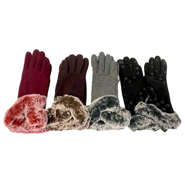 Wholesale Lady Winter Fur Touch Gloves Solid Color image