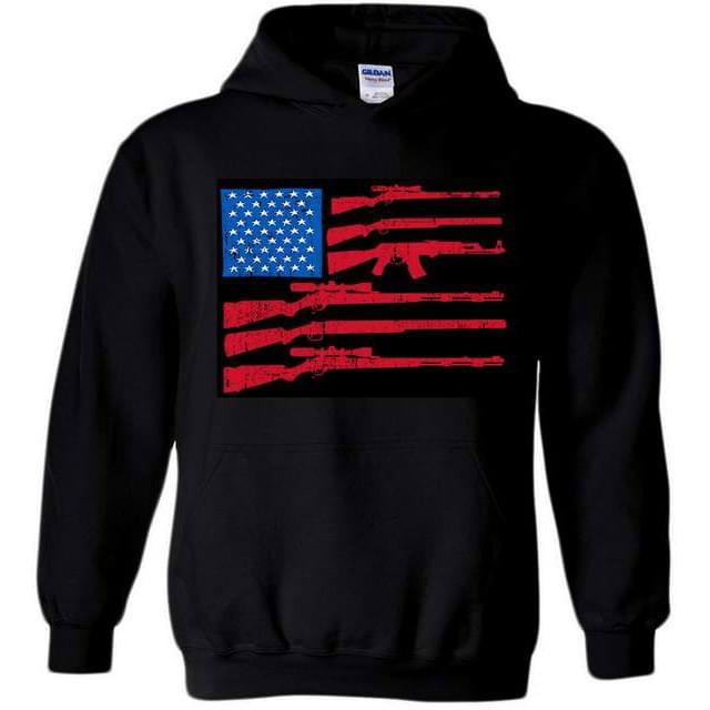 USA Gun Flag Hoodies - Black XXL image