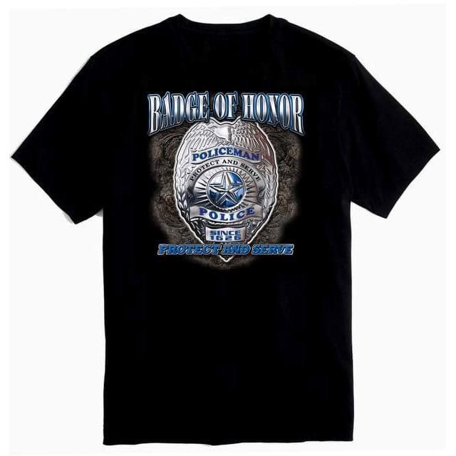 Badge Of Honor Police T-Shirts - Black XXL image