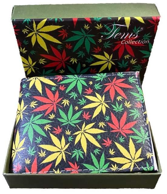 Men's Bi-Fold Faux Leather Wallet - Colorful Marijuana Leaf image