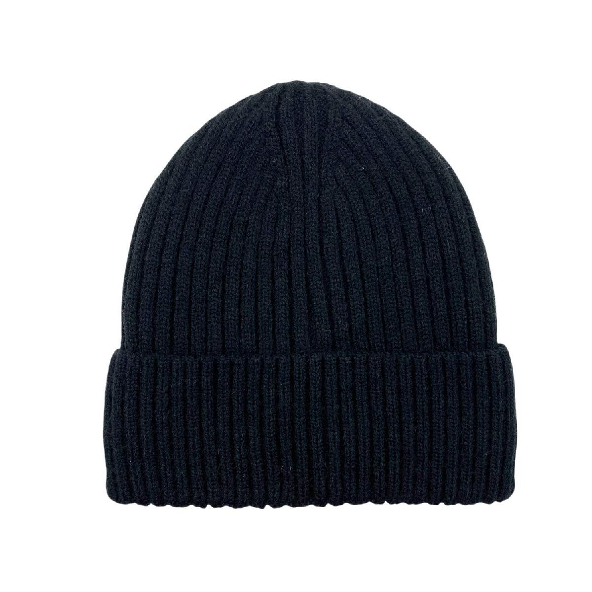 Wholesale Knitted Beanie Hat Ribbed Fold-Over Style Black image