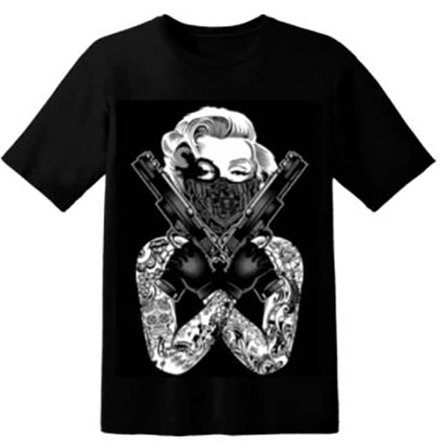 Gangsta Lady Dual Pistols T-Shirts - Black XXL image