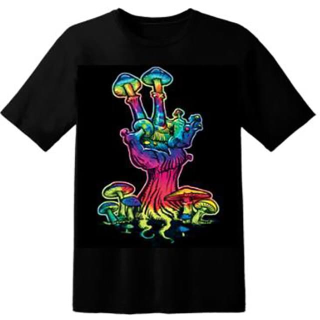 Neon Peace Sign Mushroom T-Shirts - Black XXL image