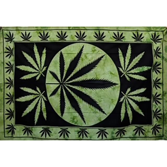 Black & Green Marijuana Leaf Tapestries image