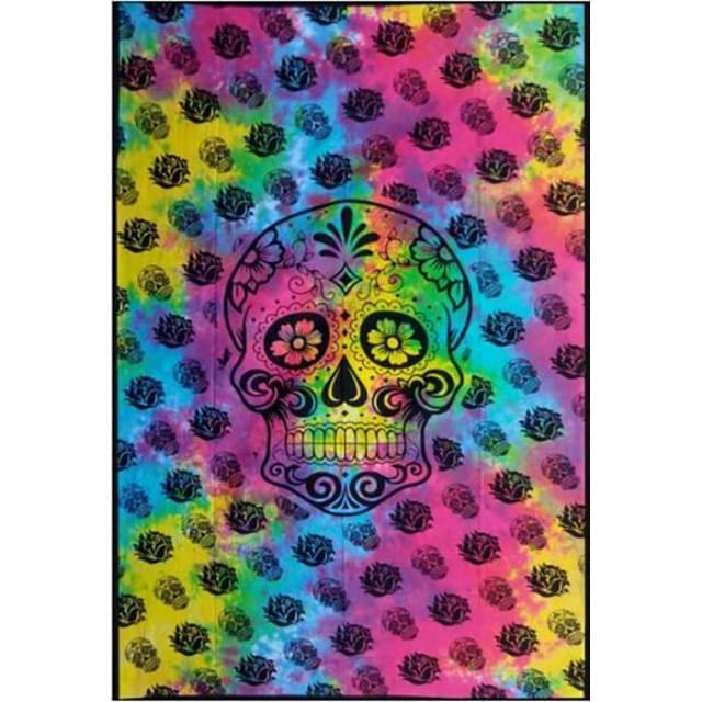 Tie Dye Sugar Skull Floral Tapestries image
