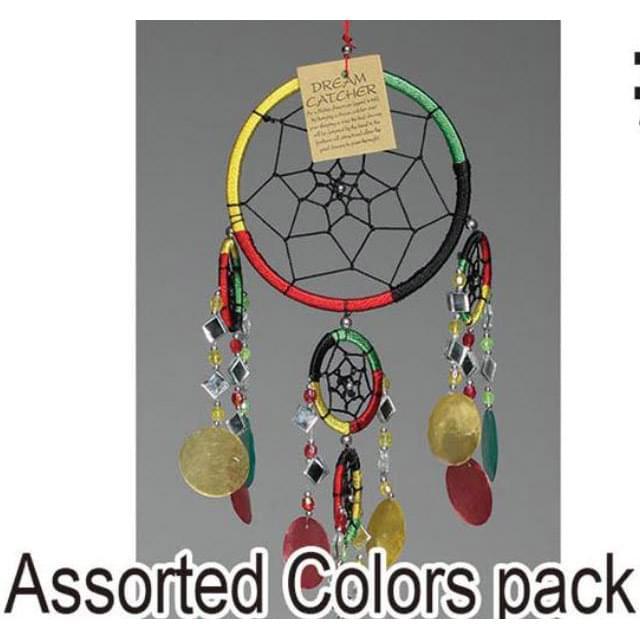 Rasta Color Dream Catchers With Beads - 6 Inch Diameter image