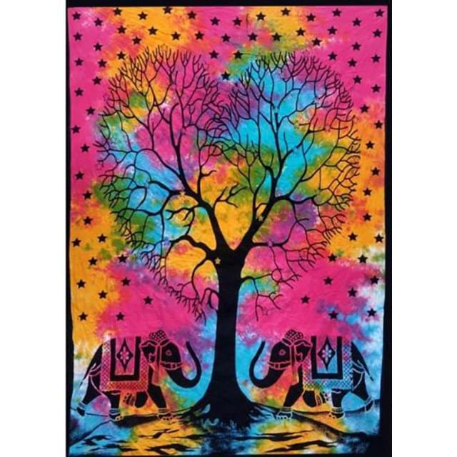 Tie Dye Heart Tree Elephant Tapestries image