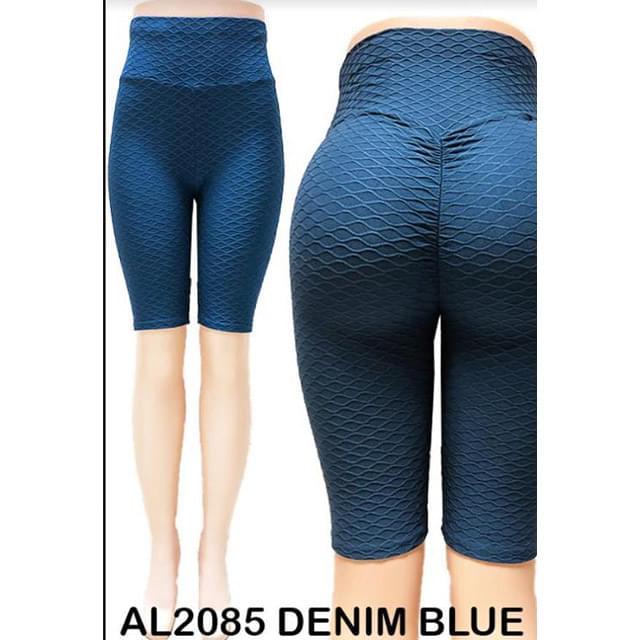Denim Blue Textured Capri Leggings image
