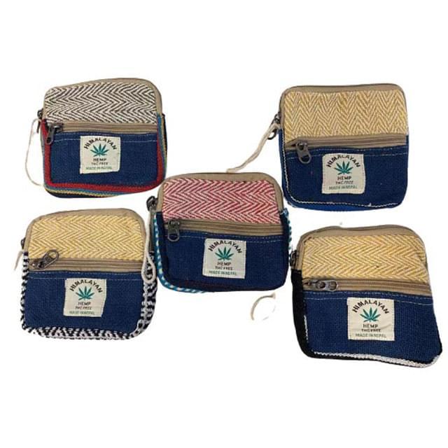 Himalayan Hemp Nepal Handmade Coin Purses - 2-Zipper Design image