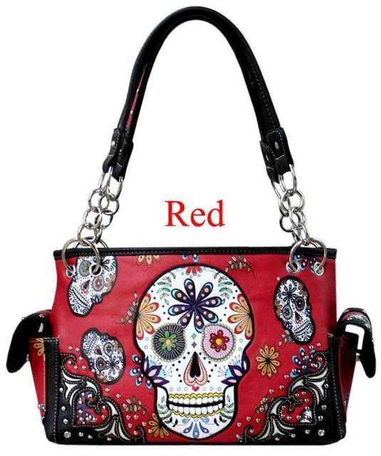 Red Sugar Skull Concealed Carry Purse image