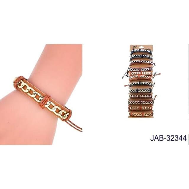 Chain Link Faux Leather Bracelets - Assorted image