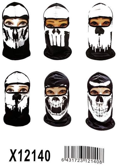 Black & White Ghost/Skull Print Ninja Face Masks image