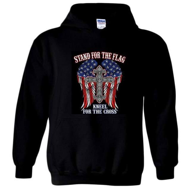 "Stand For The Flag - Kneel For The Cross" Hoodies - Black M/L/XL image