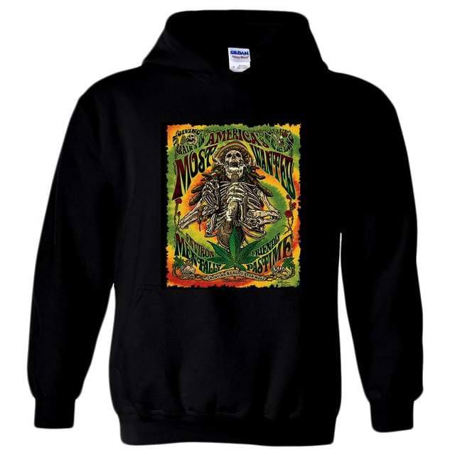 "America's Most Wanted" Marijuana Skeleton Hoodies - Black XXL image