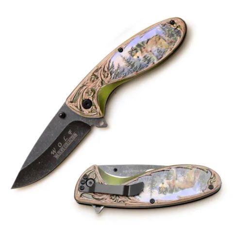 Snake Eye Tactical Wildlife Spring Assist Knife Wolf image