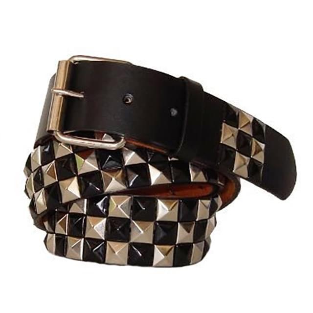 3-Row Black & Silver Pyramid Studded Belts image