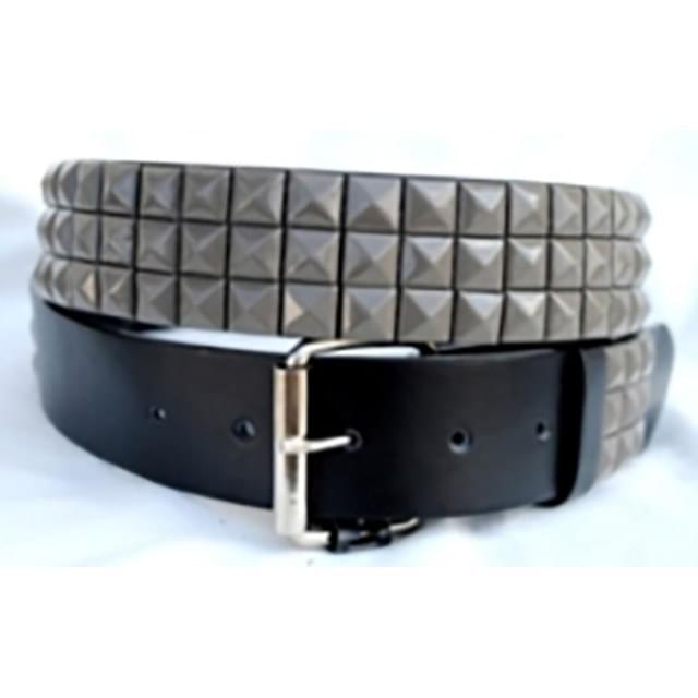 3-Row Gray Pyramid Studded Belts image