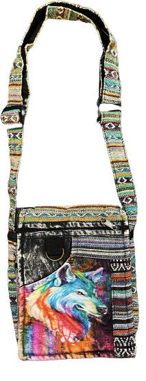 Wholesale Handmade Colorful Wolf Design Hobo Sling Purse image
