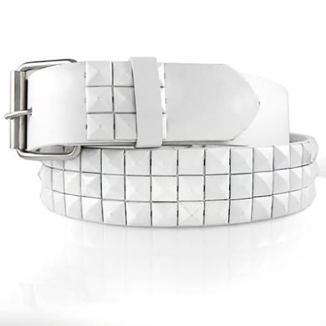 3-Row White Pyramid-Studded White Belts image
