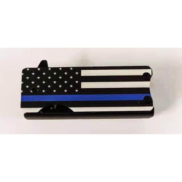 Compact Pocket Knife With Lighter Holder - Thin Blue Line USA Flag image