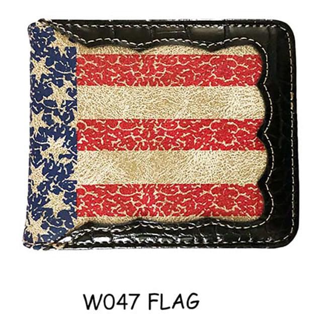 Distressed USA Flag Bi-Fold Western Wallet image