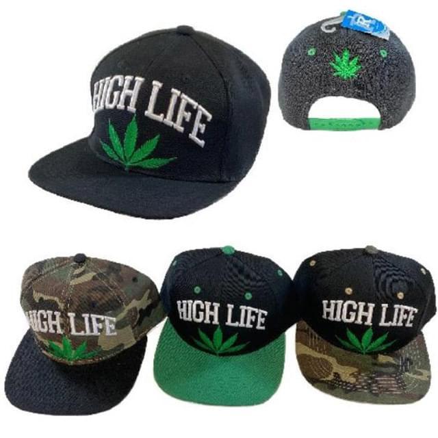 "High Life" Marijuana Leaf Snapback Hats image