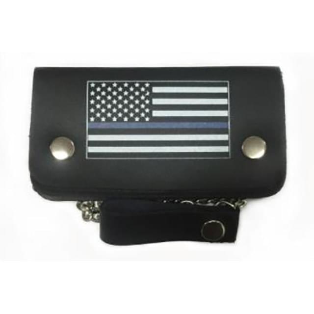 Wholesale Thin Blue Line Leather Biker Wallet with Chain image