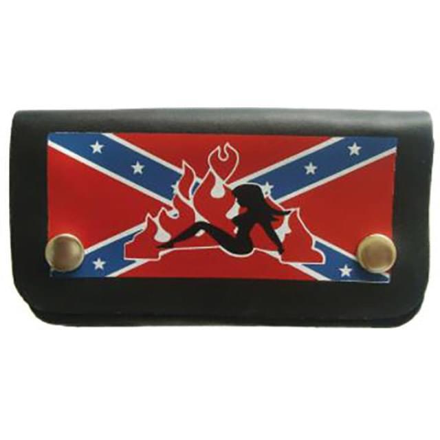 Wholesale Rebel Southern Girl with Flames Leather Biker Wallet w image