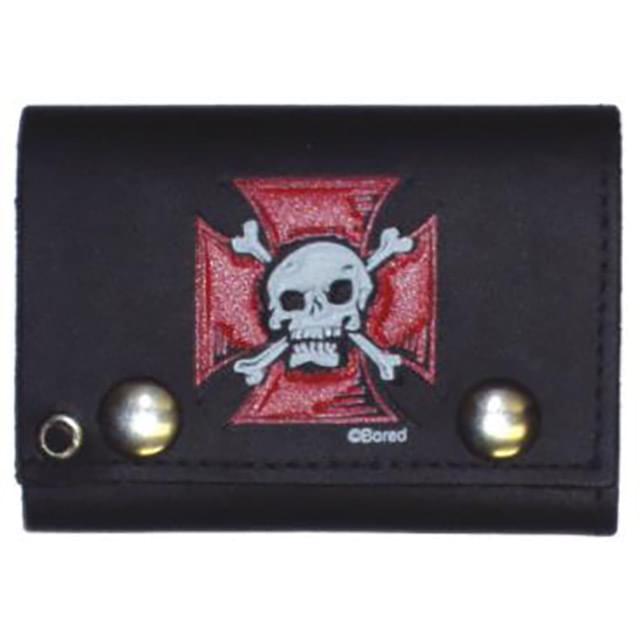 Wholesale Cross with Skull with Crossbones Trifold Wallet image