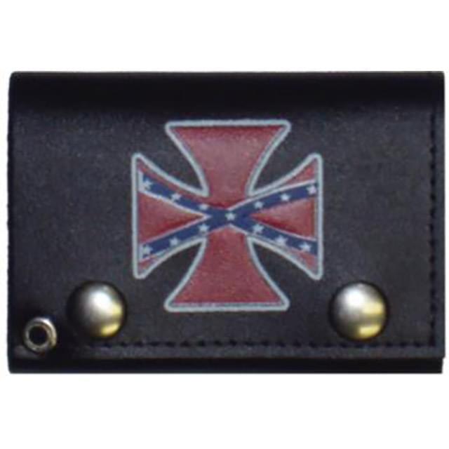 Wholesale Cross with Rebel Trifold Leather Wallet with Chain image