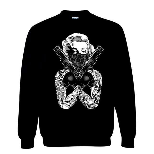 Dual Pistols Gangsta Lady Sweatshirts - Black XXL image