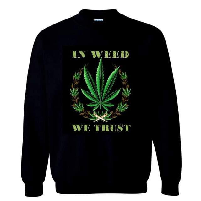 "In Weed We Trust" Marijuana Leaf Sweatshirts - Black M/L/XL image