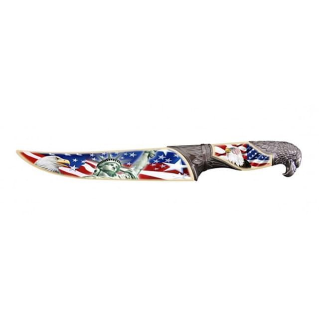 13.5'' USA Flag Statue Of Liberty Eagle Hunting Knife With Sheath image