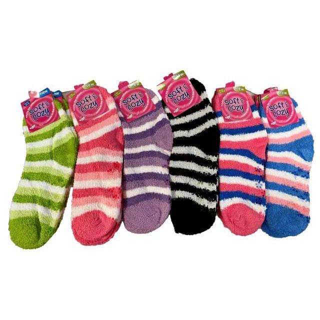 Women's Fuzzy Socks With Anti-Skid Soles - Assorted image