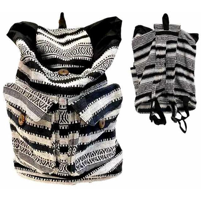 Heavy Material Handmade Two-Pocket Backpacks - Black/White Color image