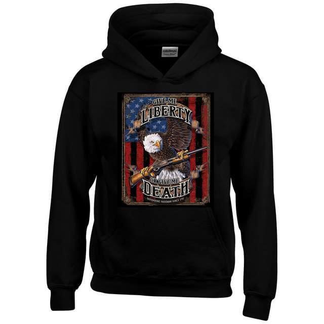 "Give Me Liberty Or Give Me Death" USA Flag Eagle Hoodies - Black XXXL image