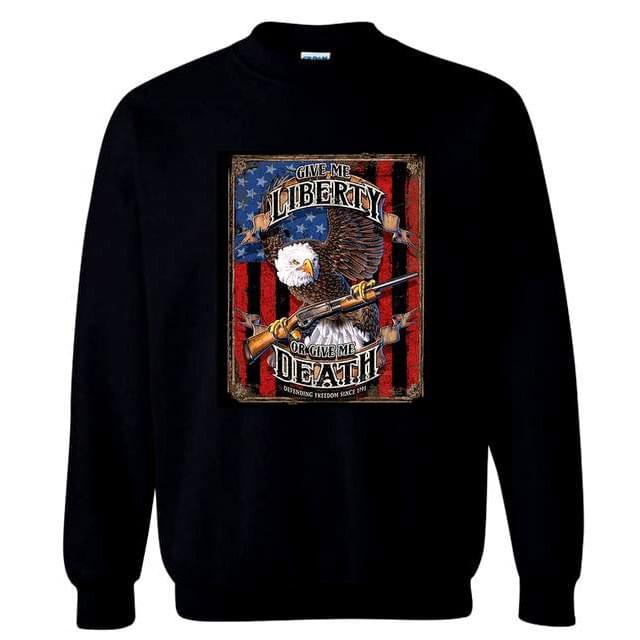 "Give Me Liberty Or Give Me Death" USA Flag & Eagle Sweatshirts - Black M/L/XL image