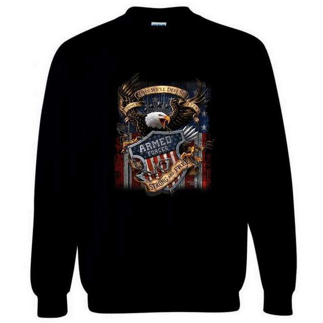 "Armed Forces" USA Flag Badge & Eagle Sweatshirts - Black M/L/XL image