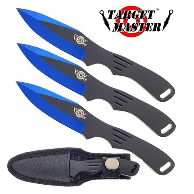3 Pc Target Master Throwing Knife Set With Sheath - 6'' Green image
