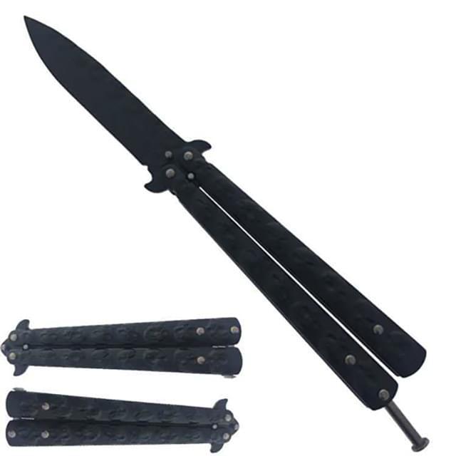 Skull Handle Practice Butterfly Knife - Black image