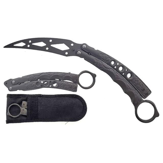9.38" Karambit Practice Butterfly Knife - Silver image