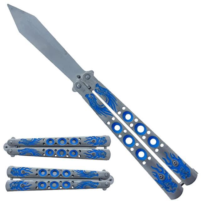 9" Practice Butterfly Knife - Blue Dragon image