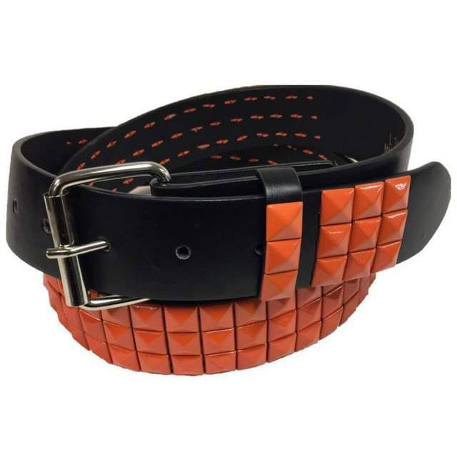 3-Row Orange Pyramid Studded Belt image