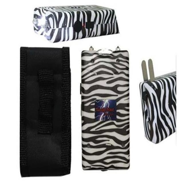 Thunder Blast Stun Gun Flashlight With Carrying Case - Black & White Zebra Print image