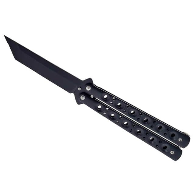 Razor Butterfly Knife With Lightening Holes - Black image